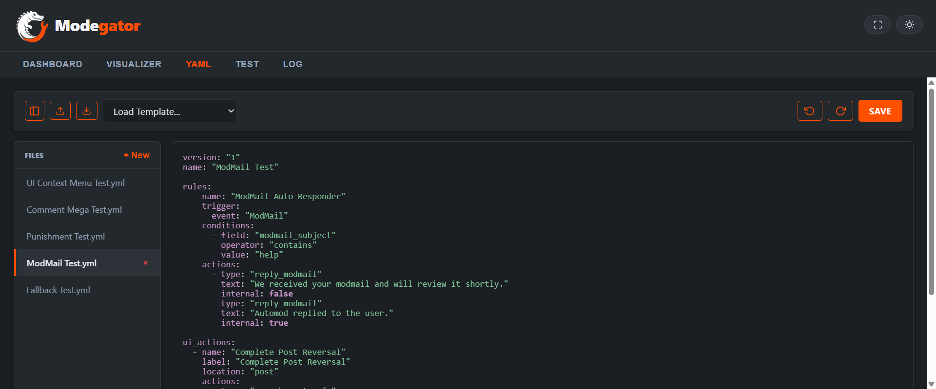 Rules in YAML Editor