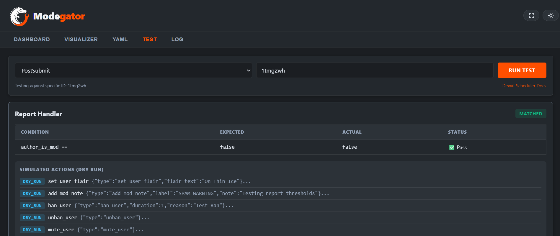 Test Report Output